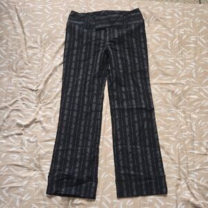 Elegant Black Striped Women's Straight Leg Pants